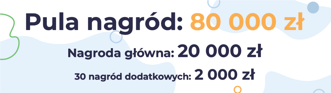 Pula nagród: 80000 złotych, nagroda główna: 20000, trzydzieści nagród dodatkowych: 2000